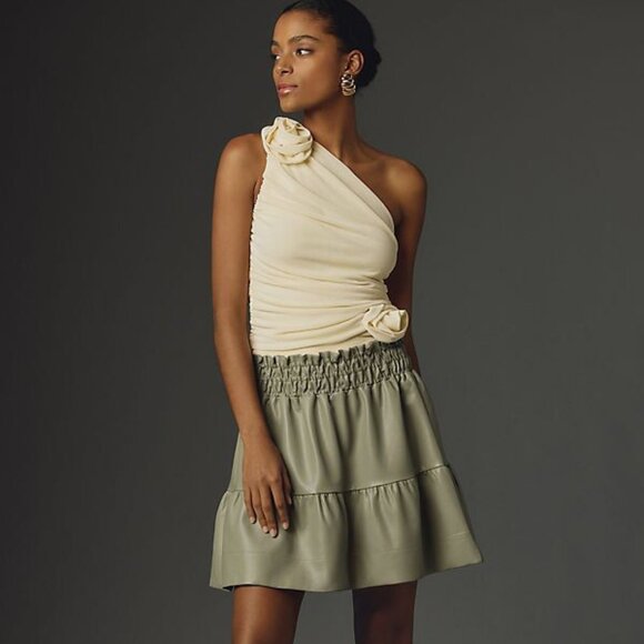 anthropologie The Somerset Mini Skirt: Faux Leather Edition L gray new with tag - Picture 1 of 4